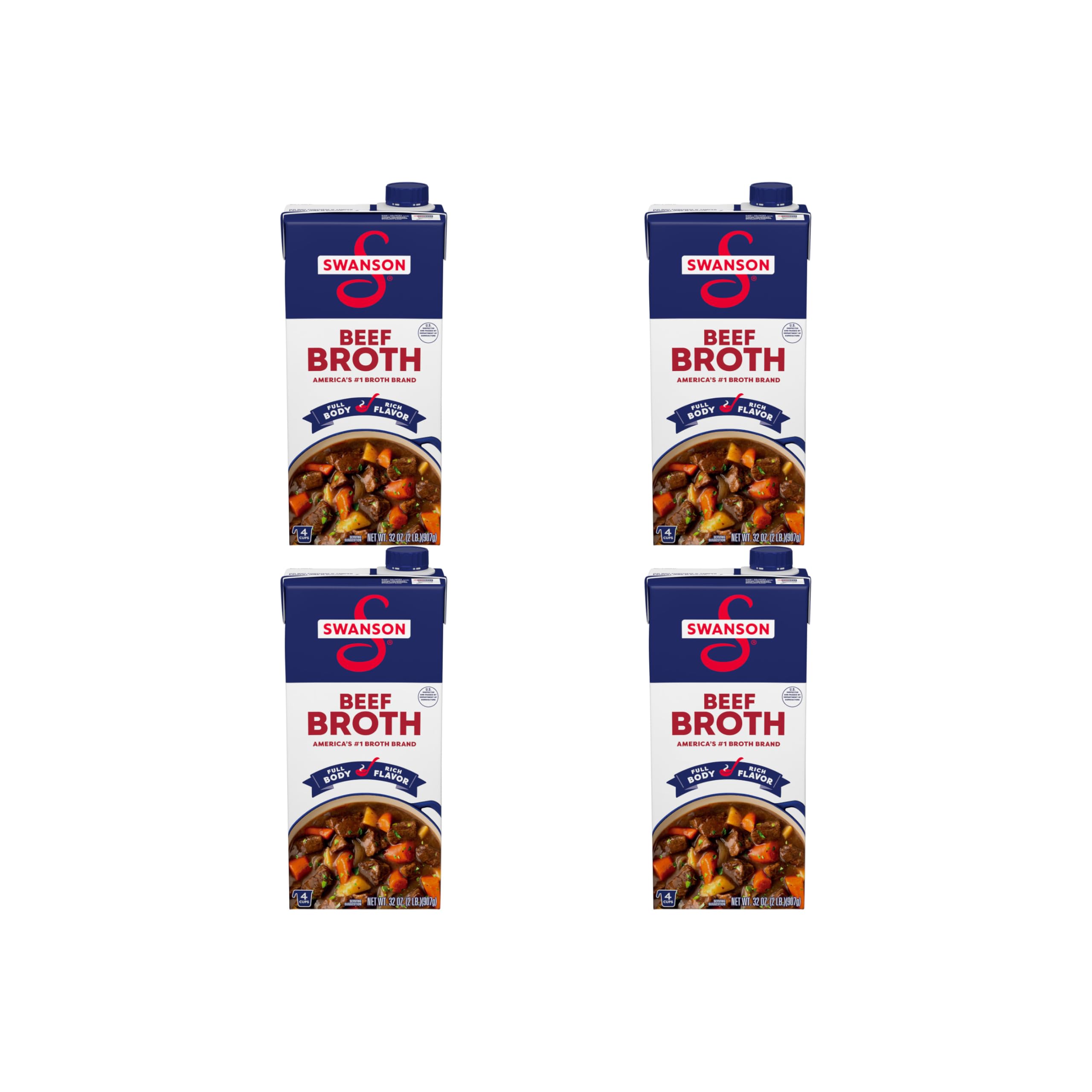 Swanson Beef Broth, 32 oz Carton (Pack of 4)