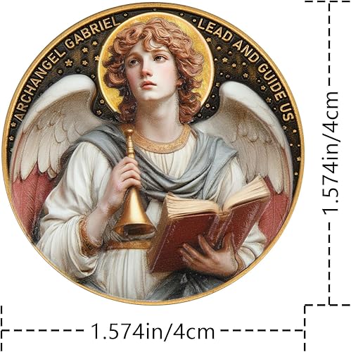 Miniatura 3 de Moneda de oración del Arcángel Gabriel  Santo patrón de la comunicación, ficha de bolsillo de mensajero divino para protección y orientación, regalo