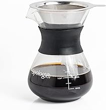 Sipologie Illuminate Pour Over Drip Coffee Maker: Stainless Steel Filter, 400ml Capacity - Premium Heat Resistant Borosilicate Glass for Flavourful Coffee - Perfect for 2 Cups