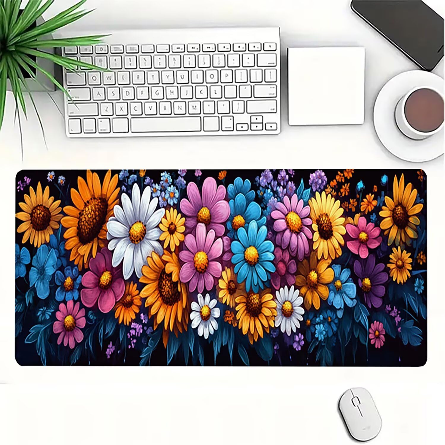 Podkładka pod mysz Lejnlnng XXL - 160x80cm - Flower Big Gamer Mouse Pad, fabryczna XL antypoślizgowa gumowa mata na biurko, wodoodporna podkładka pod mysz o wysokiej precyzji i szybkości baza JL-7352