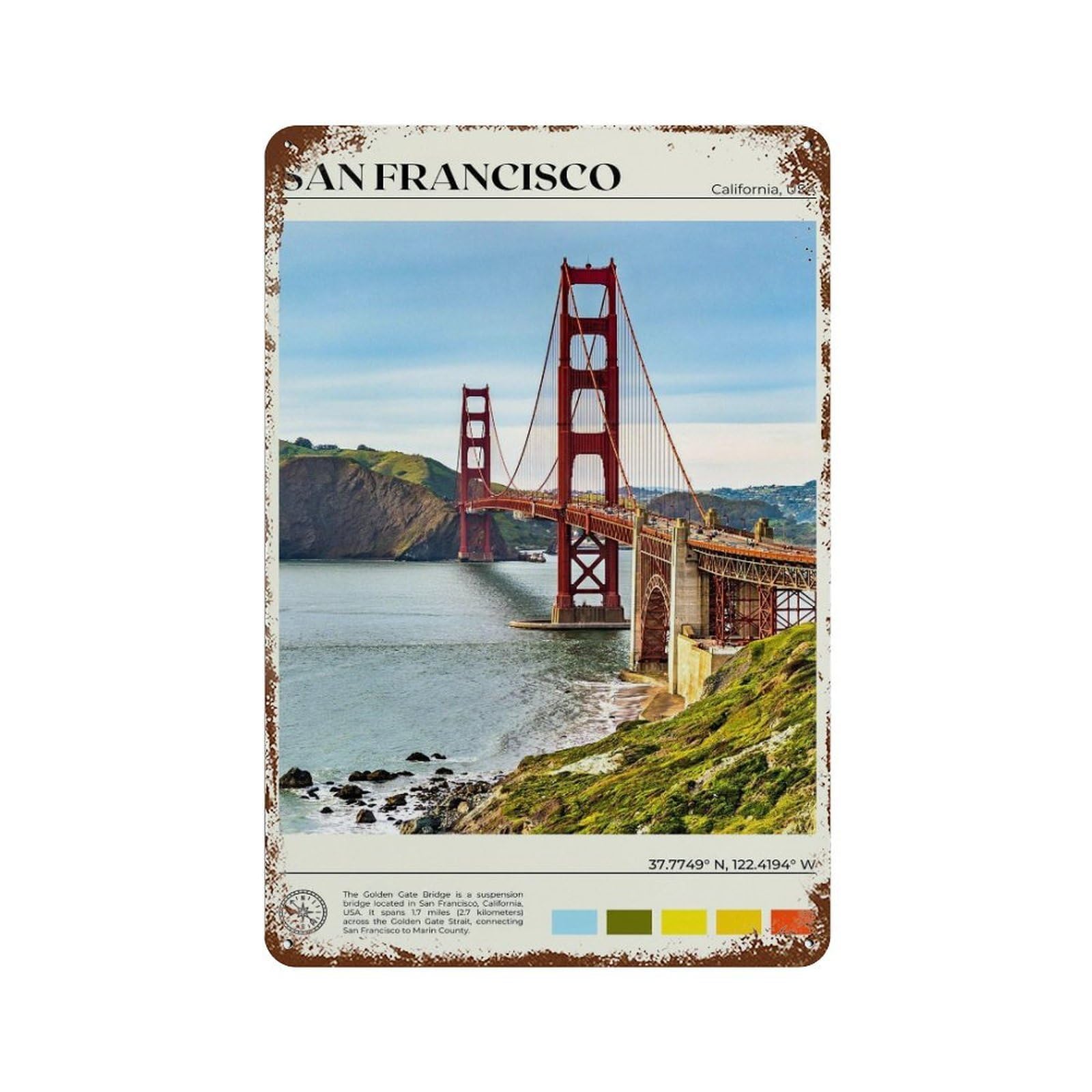 xiaoxiaoshen Real Photo San Francisco USA Wall Decor Art Metal Tin Poster Modern Home Decor Art Home Bar Shop Decorations Vintage Sign 30x20cm