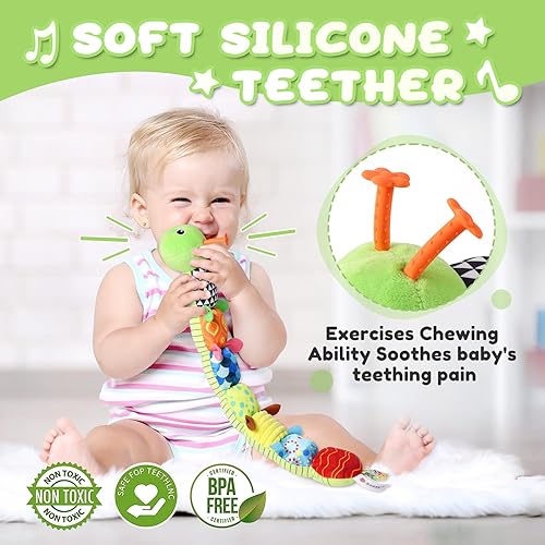 Miniatura 22 de Juguetes para bebés de 0 a 12 meses, juguete musical de peluche suave con arrugado multisensorial, sonajero y texturas, juguetes para bebés