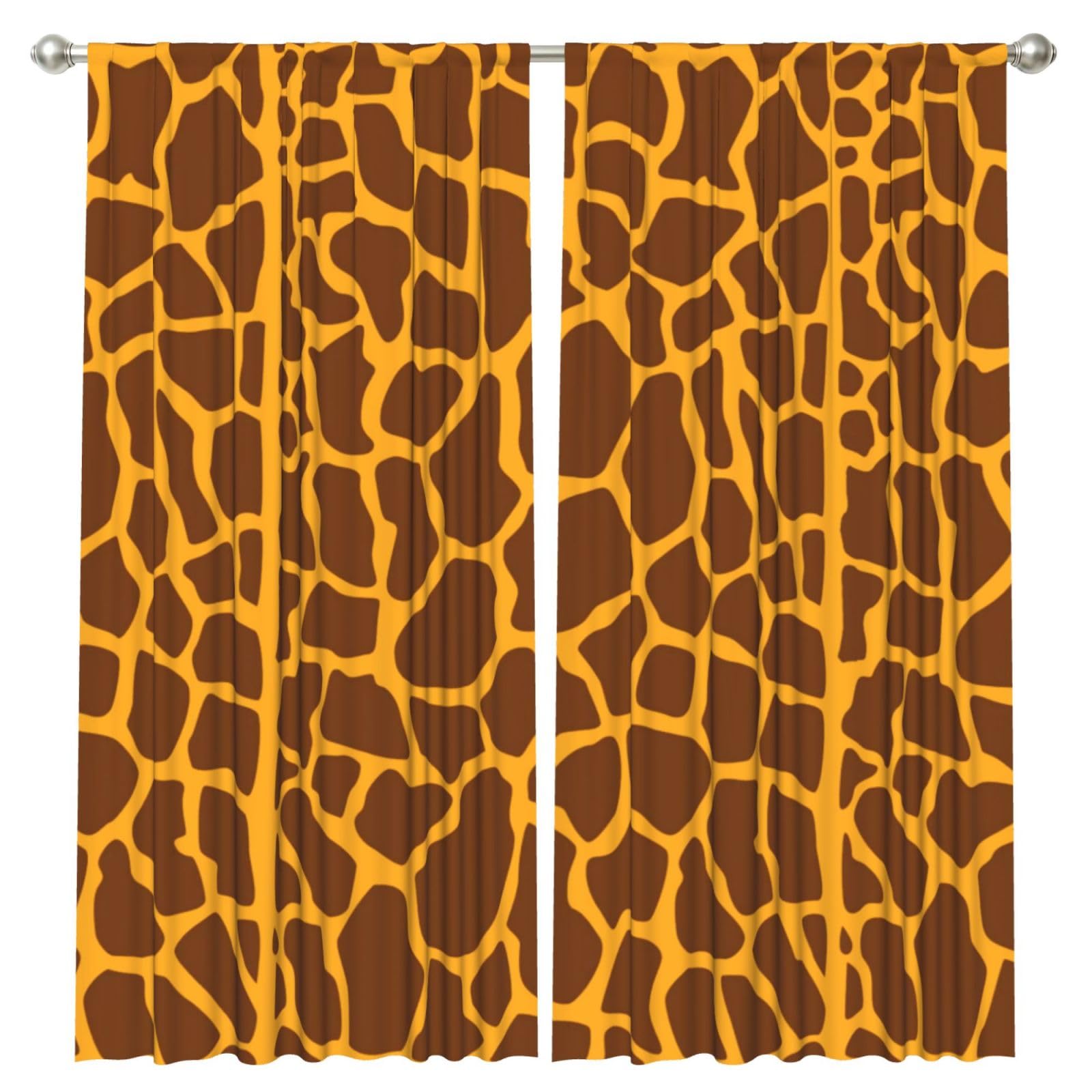 InOmak Giraffe Print, 2 Panels Window Curtains 52 x 84 Inch Blackout Curtains for Living Room Bedroom