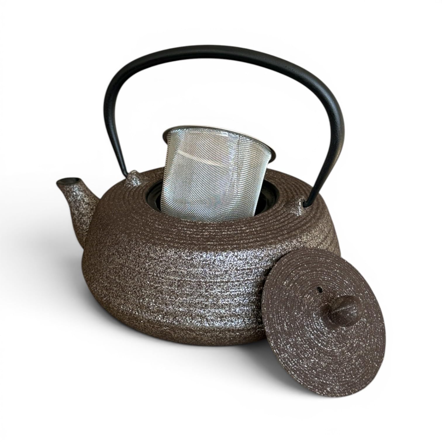 SO SKIN IDASY Théière en fonte japonaise 800 ml avec filtre inox, intérieur émaillé, garde la chaleur, design sobre et élégant, bronze patiné argenté