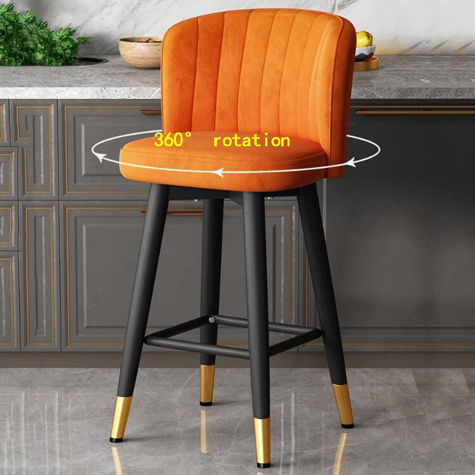 Lot de 2 tabourets de bar modernes en velours réglables et pivotants avec dossier pour îlot de cuisine/bar à la maison, tabourets hauts élégants et confortables pour petit déjeuner, bar Lot de 2 tabourets de bar modernes en velours réglables et pivotants avec dossier pour îlot de cuisine/bar à la maison, tabourets hauts élégants et confortables pour petit déjeuner, bar