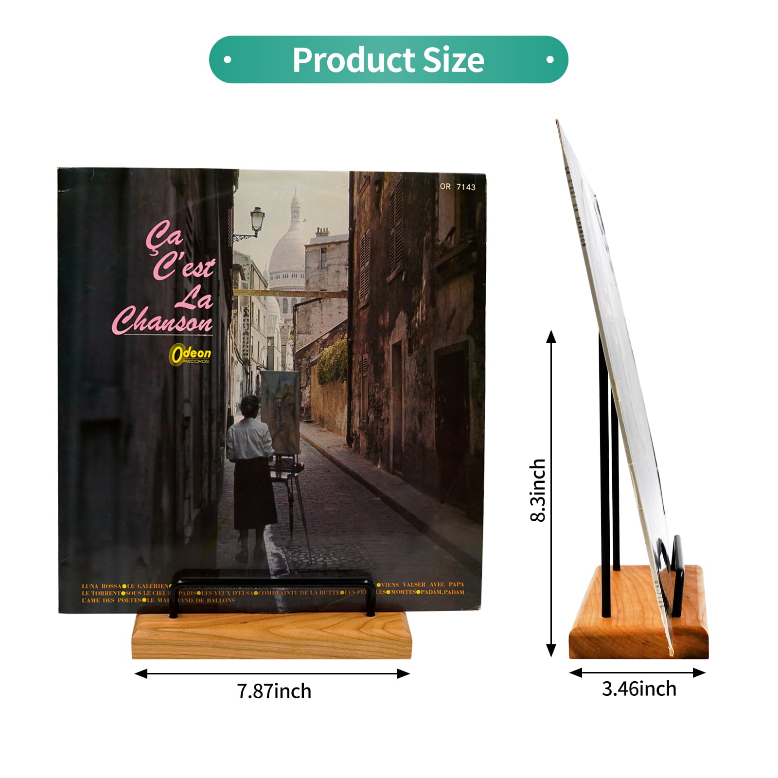 sdroceRyaM Vinyl Record Storage Holder Cherry Wood Album Display Stand Record Organizer for Vinyl Storage LP Albums