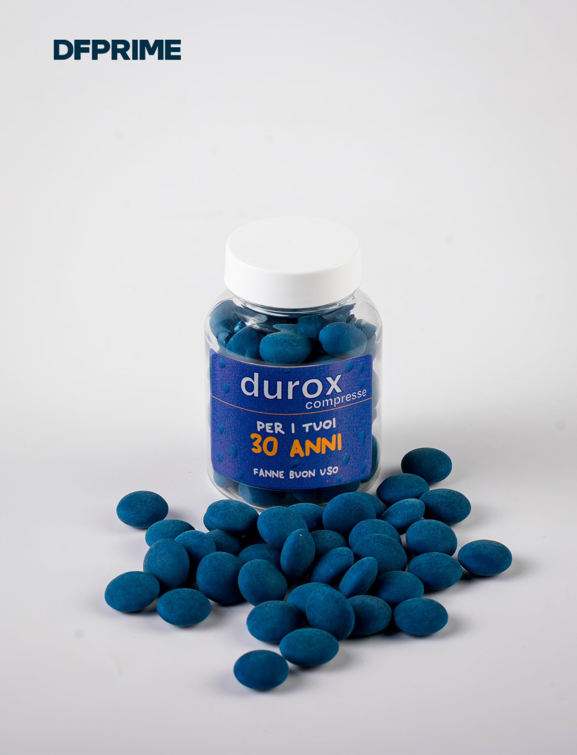 DUROX Compresse Blu 30 Anni – Scherzo Wiagras Goliardico per Uomo – Idea Regalo Divertente Compleanno 30 anni – Confetti Blu al Cioccolato – FANNE BUON USO