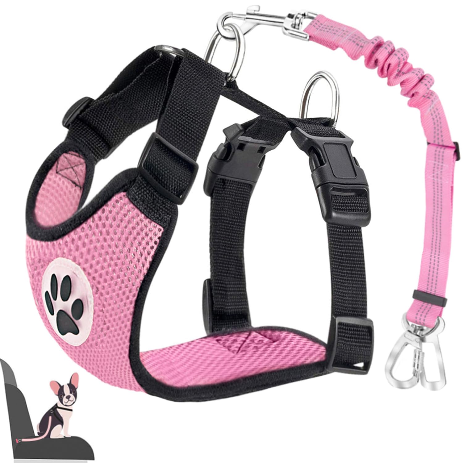 Lukovee Dog Seat Belt for Car, Adjustable Dog Car Harness for Large Medium Small Dogs, Soft Padded & Breathable Mesh Dog Seatbelt with Car Strap and