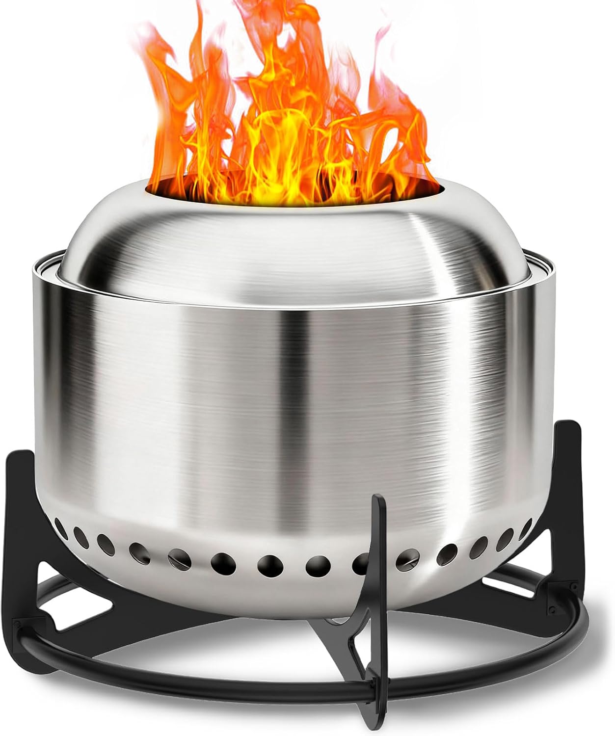 20 Inch Smokeless Fire Pit with Stand/Removable Ash Pan/Campfire Ring - 304 Stainless Steel Smokeless FirePits for Outside Wood Burning, Outdoor Fire Pit Portable for Patio, Camp