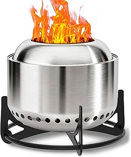 20 Inch Smokeless Fire Pit with Stand/Removable Ash Pan/Campfire Ring - ...