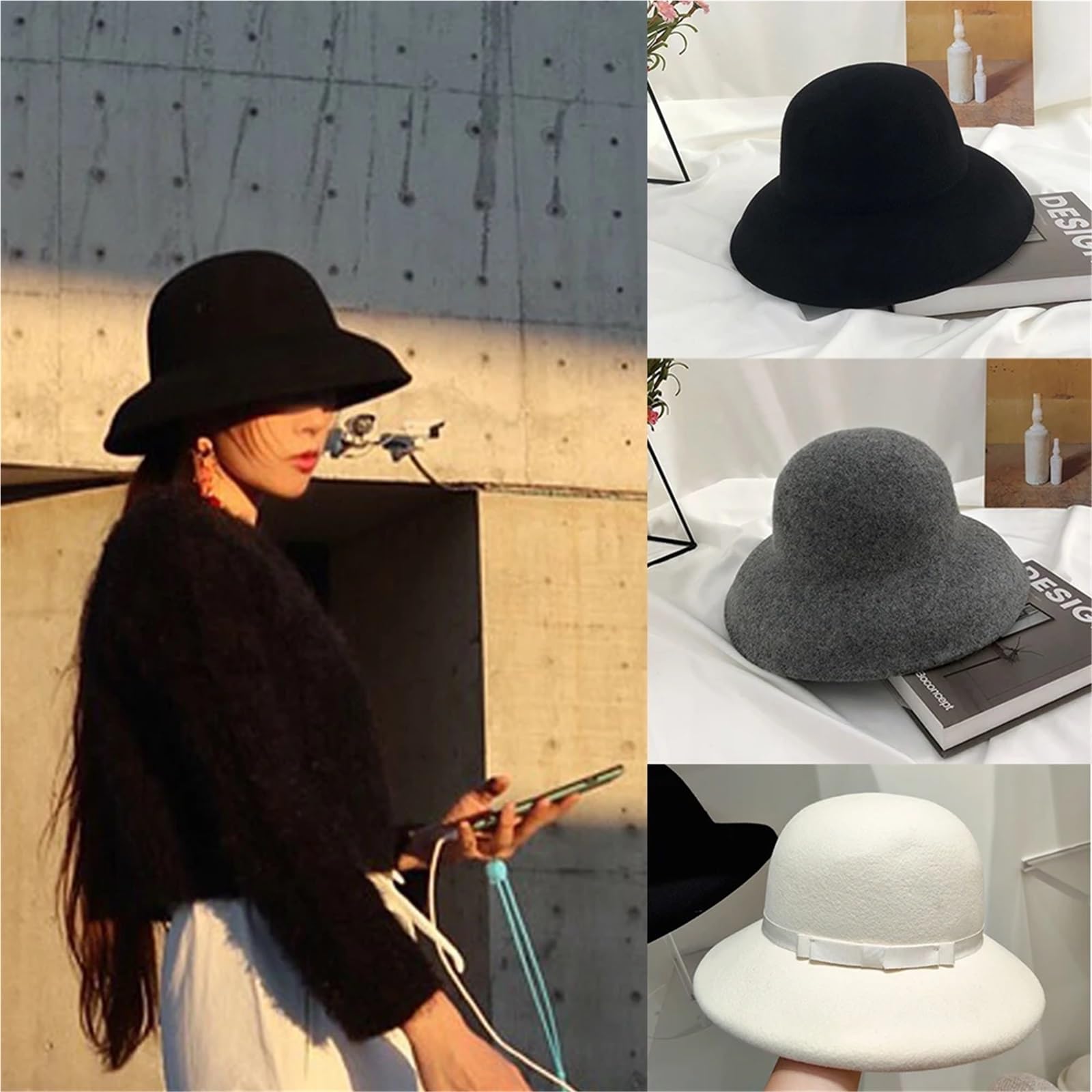 Cappello cloche da donna elegante retrò invernale CBucket Hat Per Viaggi E Campeggio