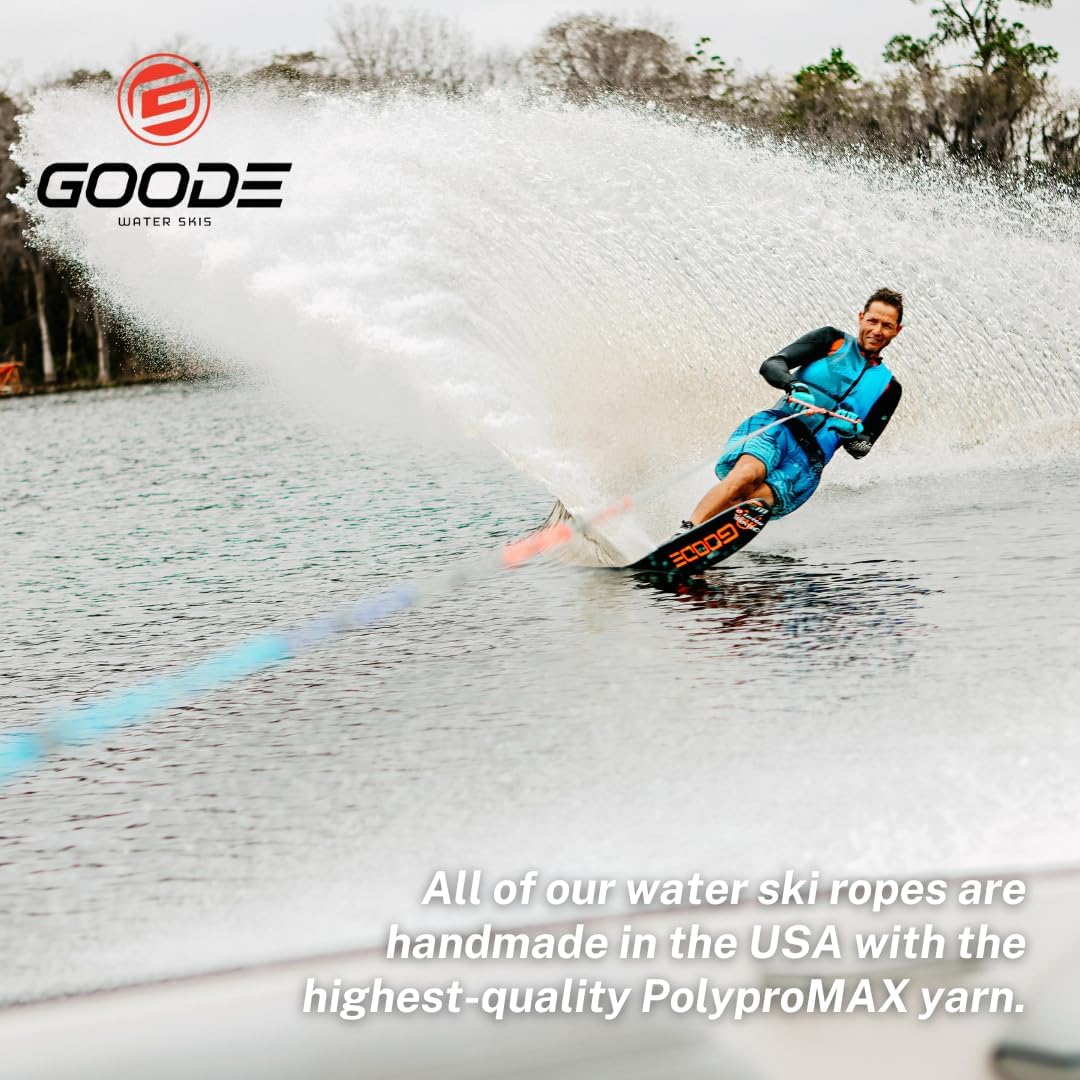 Goode Water Ski Tournament Rope – Handmade in USA with PolyproMAX Yarn, Looped Construction from 18.25m to 9.75m, Record-Capable, Pre-Stretched, Professional Grade, 60' Overall Length
