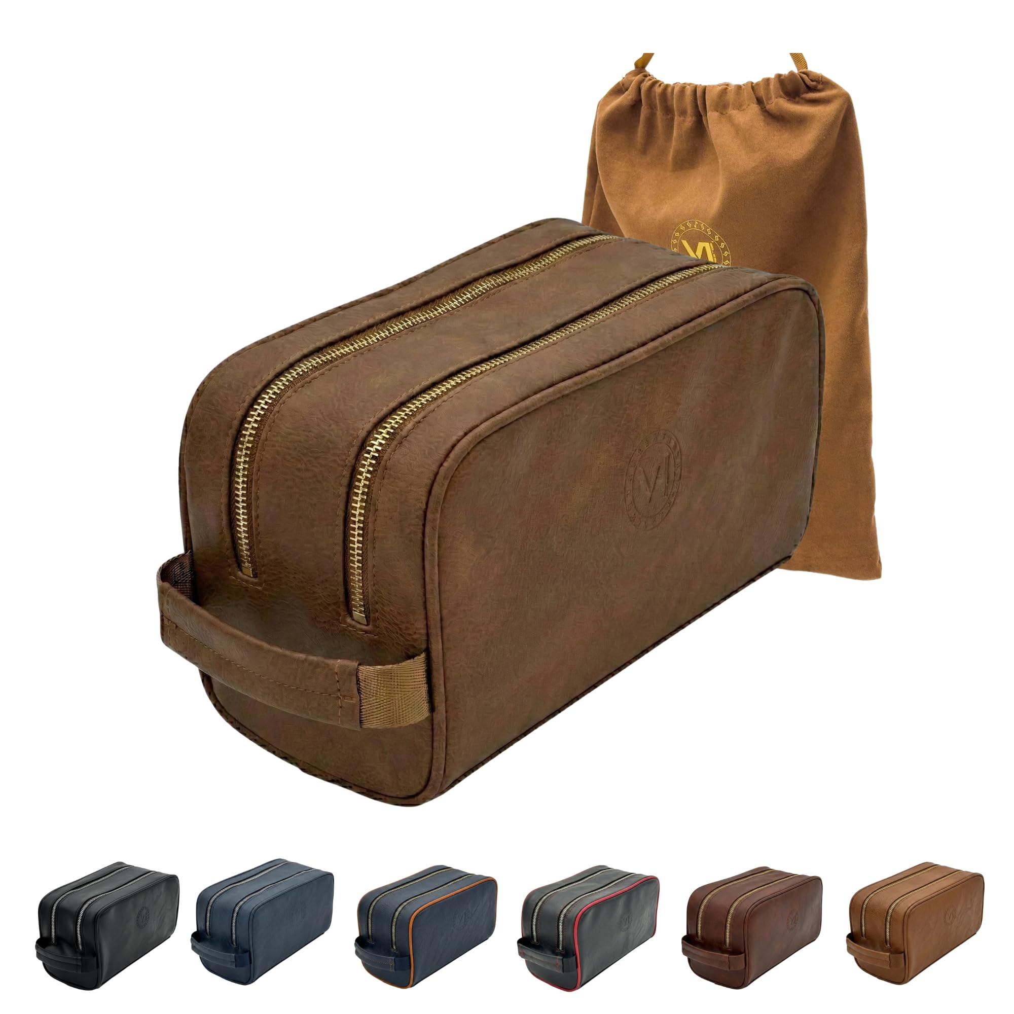 Travel Dopp Gift cosmetico di alta qualità Classic Toiletry Borsa a mano grande capacità due scomparti cerniere YKK impermeabili borchie inferiori tasche in rete organizzatore durevole
