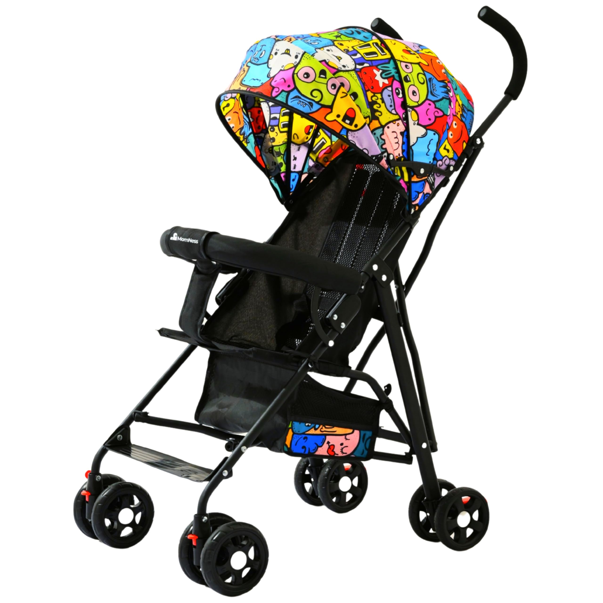 Premium Baby Stroller Lightweight Foldable Travel Stroller For Kids (6 Months to 4 Years)|360 ° Shock-Absorbing Wheels,UV Protection Canopy,Bottle Holder,Storage Basket Cartoon Splash