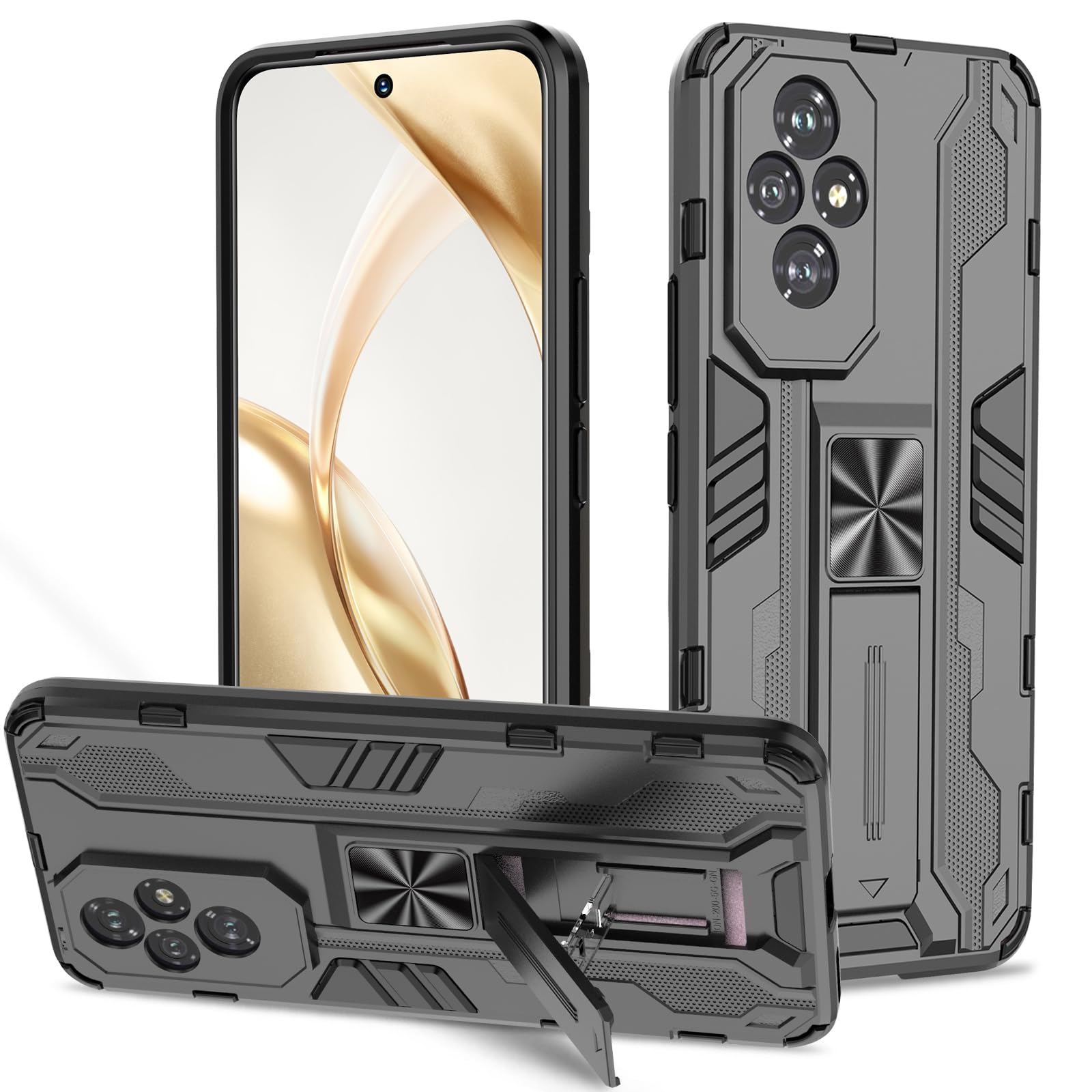Funda para Samsung Galaxy A13 4G con Cristal Templado Protector Pantalla, Carcasa Antigolpes con Soporte anular metálico, Case Protectora de Grado Militar, Negro — view 257