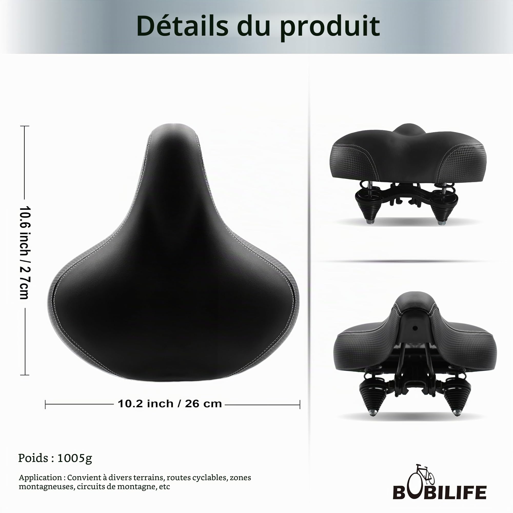 Grand siège de vélo large – Selle de vélo de rechange, confort pour Peloton – Vélo électrique stationnaire d'exercice, vélo de ville, VTT, vélo de route pour homme et femme, avec housse de protection