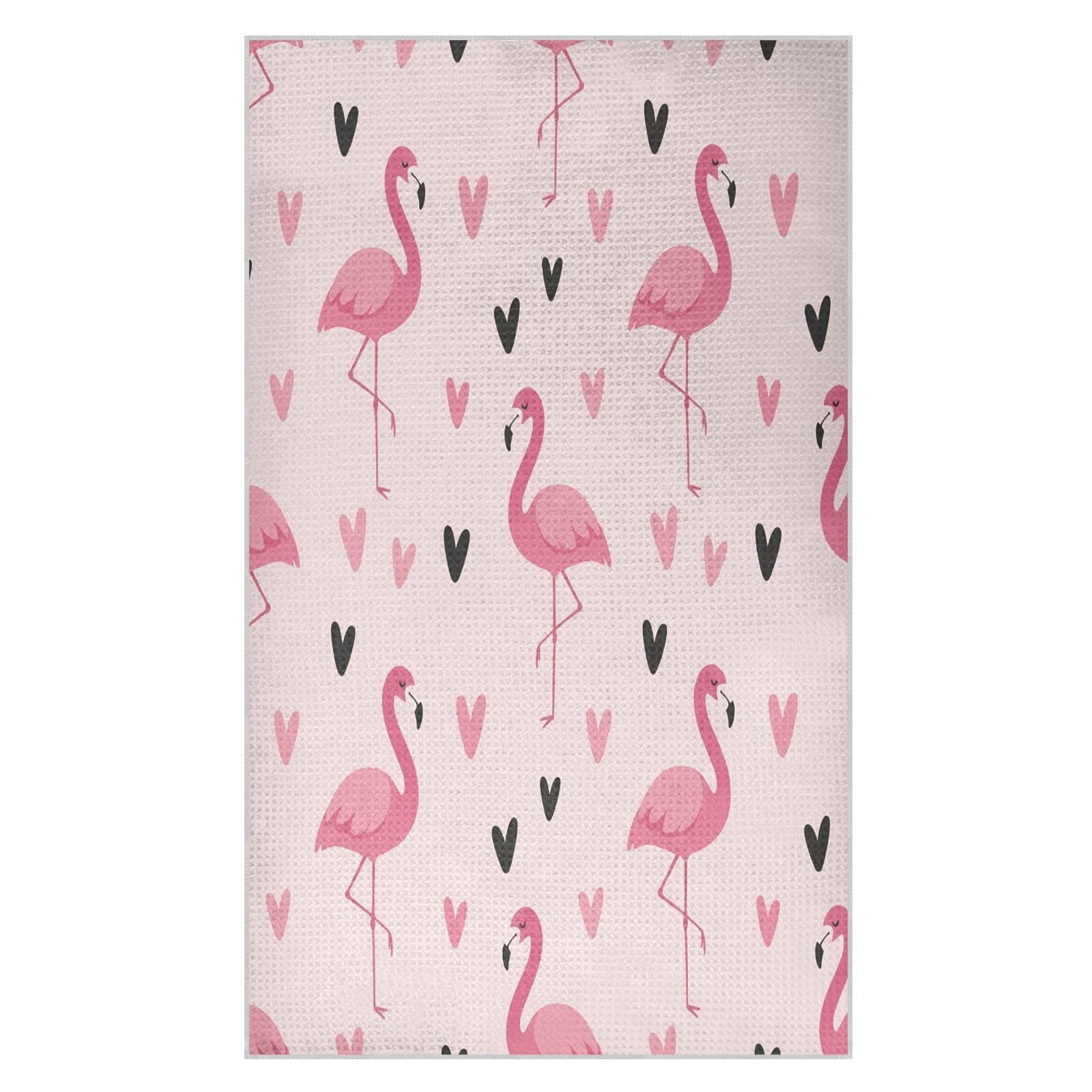 BURSTDDY Flamingo Kitchen Towels,Absorbent Dish Towels 1 Pack