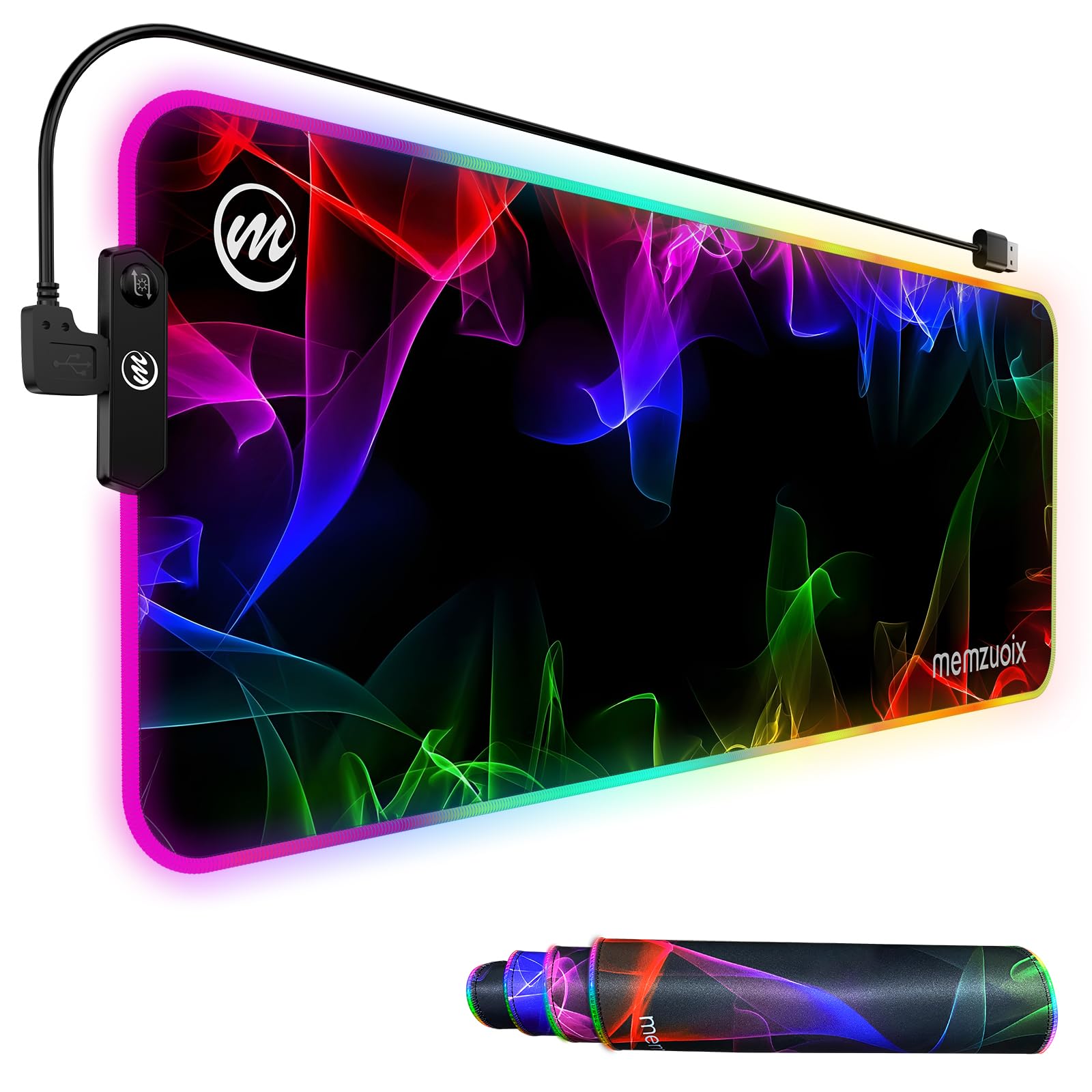 Tappetino Mouse Gaming RGB XXL – Base LED Grande Da Scrivania 80×30 cm Con 12 Modalità Di Illuminazione, Impermeabile, Base Antiscivolo, Superficie Liscia – Per Tastiera, Mouse, PC E Laptop – Design