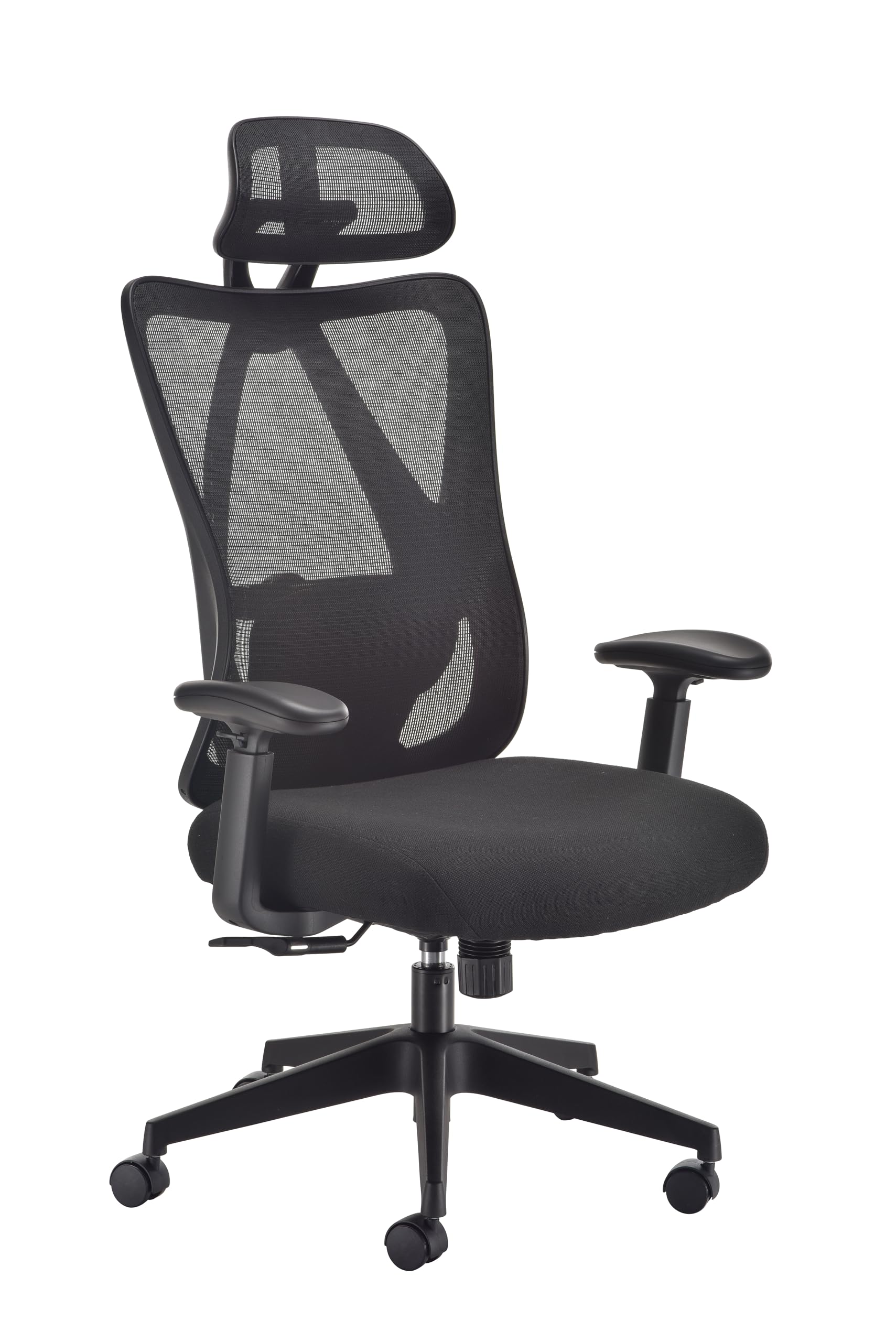 Office Hippo Ergonomic Mesh Office Desk Chair, Adjustable Arms, Swivel Chair with 2D Adjustable Lumbar Support, Headrest & Tension Control, For Home & Office