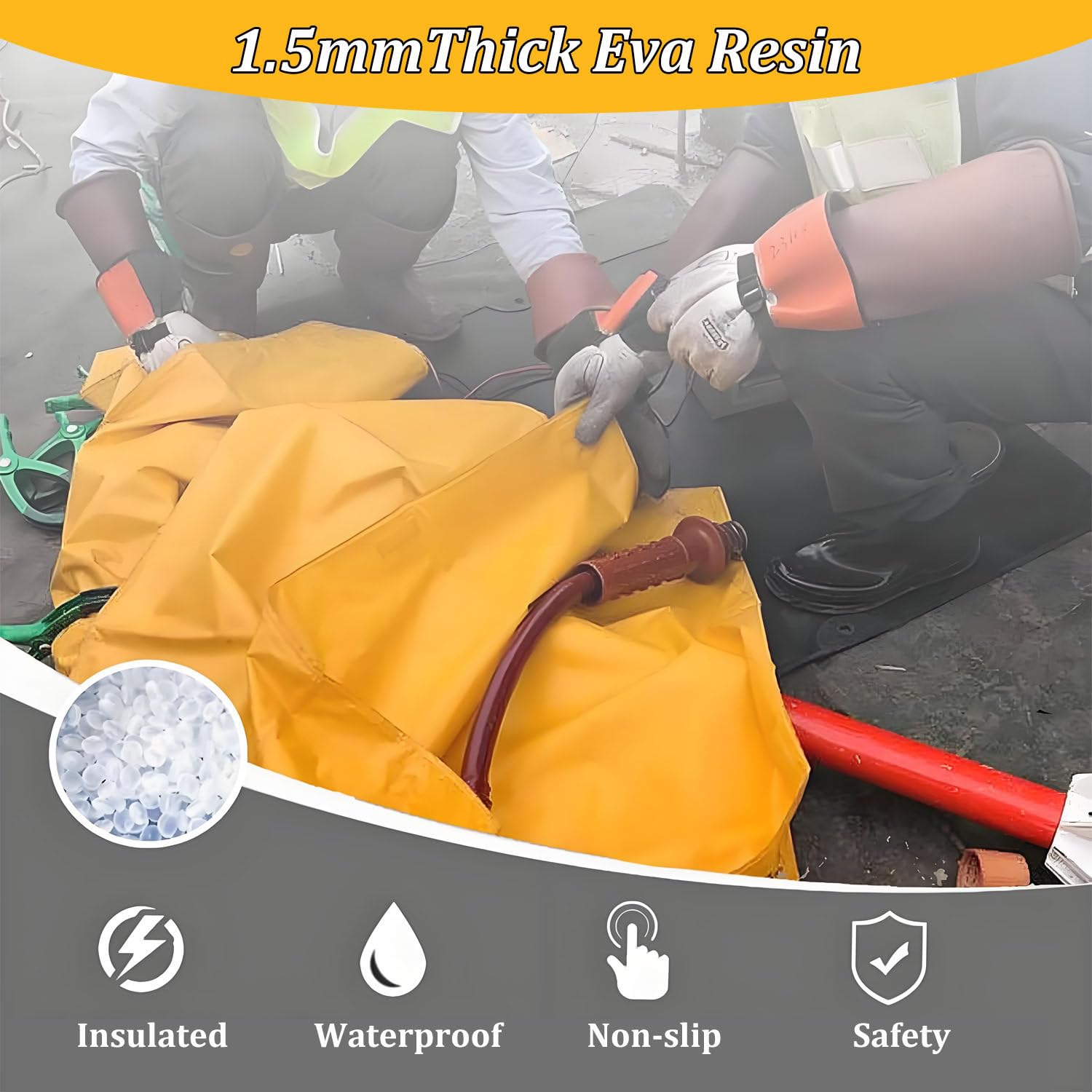Manta Protectora ignífuga para Mantenimiento de energía eléctrica, de Resina Aislante, de 2 mm de Espesor, con 2 Abrazaderas de Aislamiento, para Cortes de energía 100x120cm/39.4x47.2in-10kv