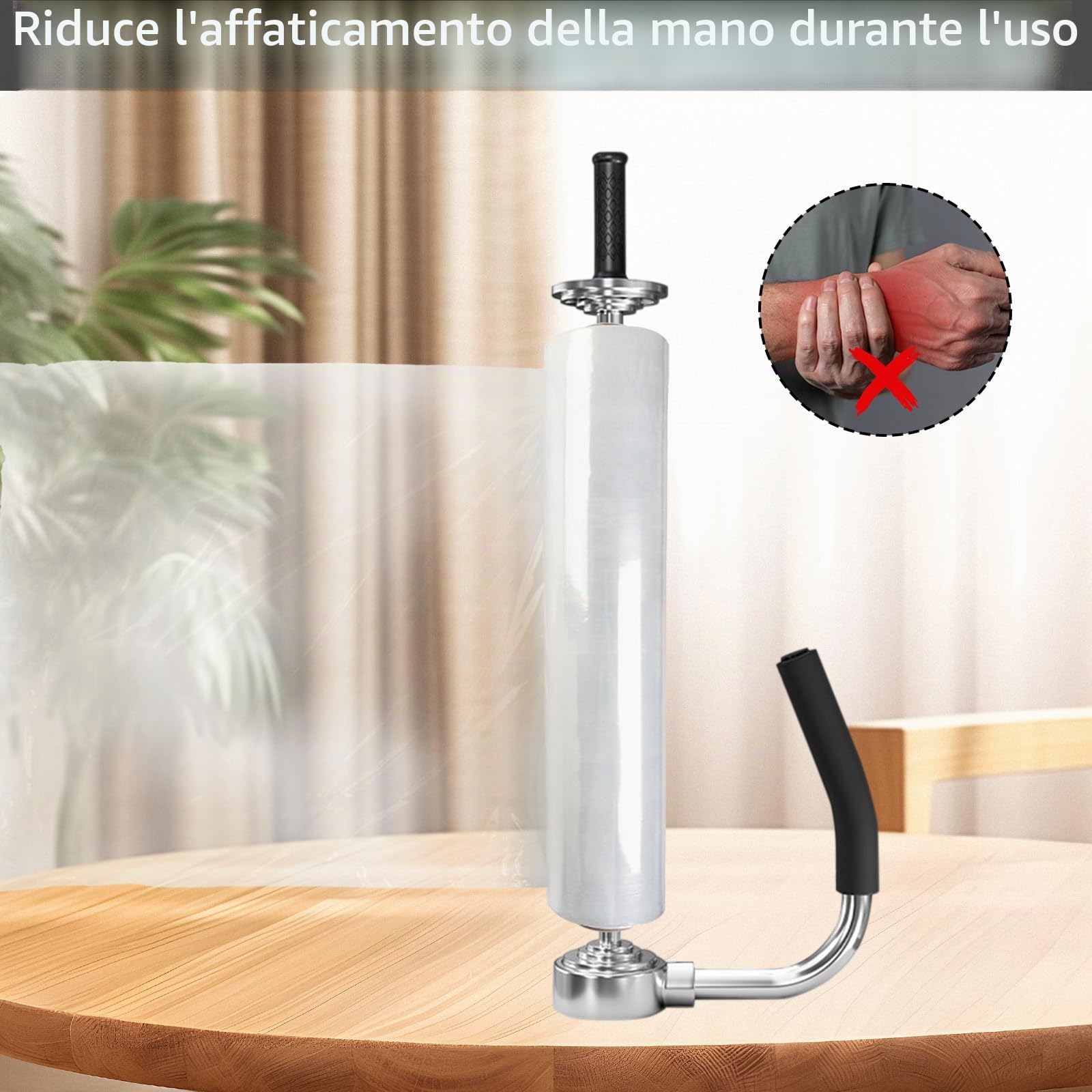 Erogatore di Film Estensibile, Svolgitore Manuale di Film Estensibile per Rotoli da 30-50 cm di Larghezza Dispenser di Pellicola Estensibile Industriale con Maniglia per L'imballaggio di Mobili