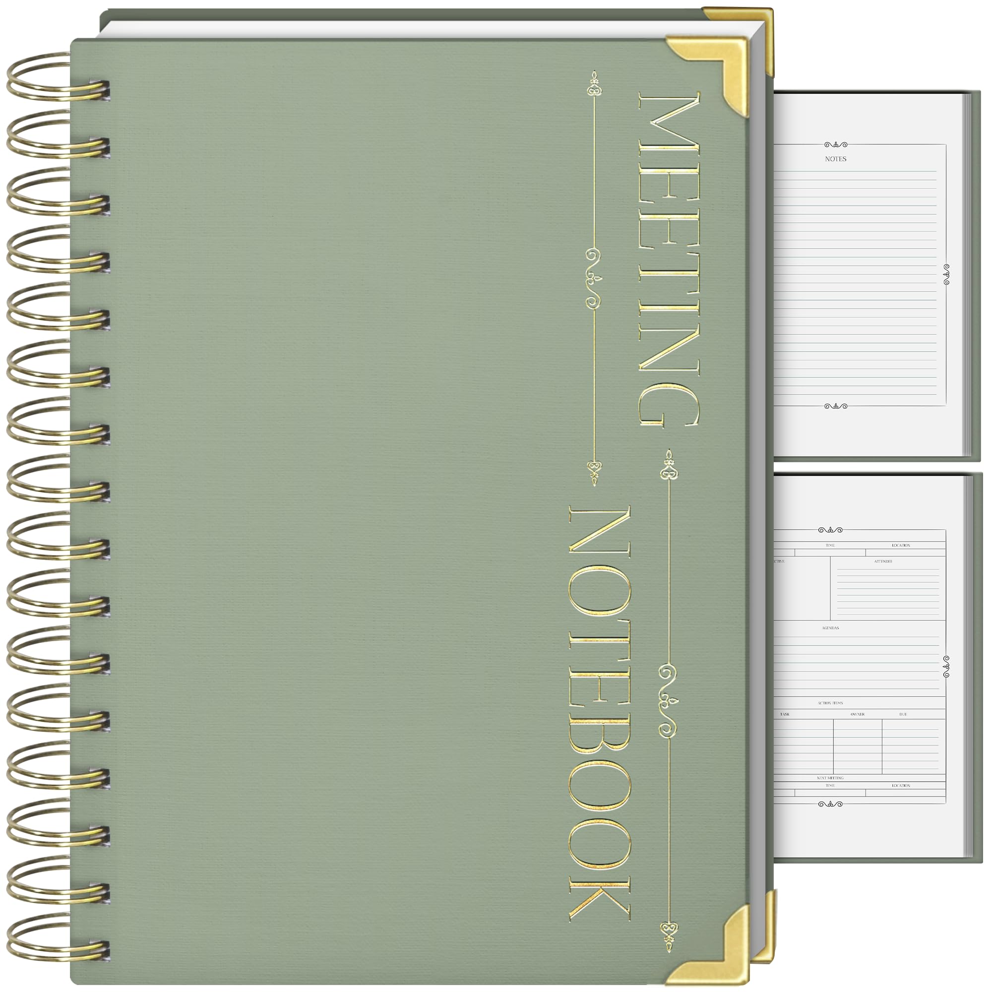 Quaderno per riunioni, include due evidenziatori, giallo, verde per prendere appunti più facili, quaderno per riunioni, include anche linguette adesive, blocco note per lavoro, + 100 pagine [formato