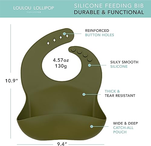 Miniatura 32 de Loulou Lollipop - Babero de silicona suave y resistente al agua para bebés y niños pequeños de 3 a 36 meses, fácil de limpiar, ajustable y agarra