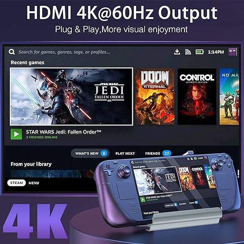 Miniatura 2 de Estación de acoplamiento para Steam Deck ROG Ally, estación de corriente 6 en 1 con HDMI 2.0 4K@60Hz, Gigabit Ethernet de 1000Mbps, 3 USB-A 3.0 y