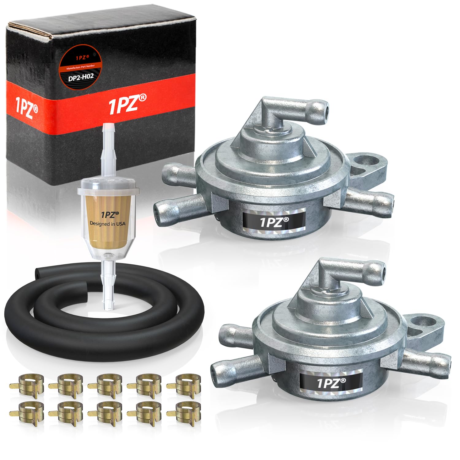 1PZ DP2-H02 Fuel Tap 4 Connections with Fuel Hose Replacement for Pegasus Corona SKY R50X TGB Akros Bullett 50 Vacuum Pressure