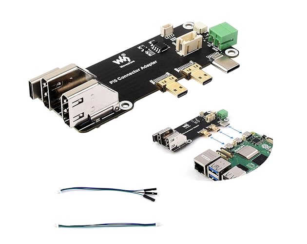 UeeKKoo Micro HDMI to HDMI Multifunctional Adapter, Compatible with Raspberry Pi 5/4B, Pi5 Connector Adapter, Dual 4K Outputs, Power Via Type-C Port or Screw Terminal
