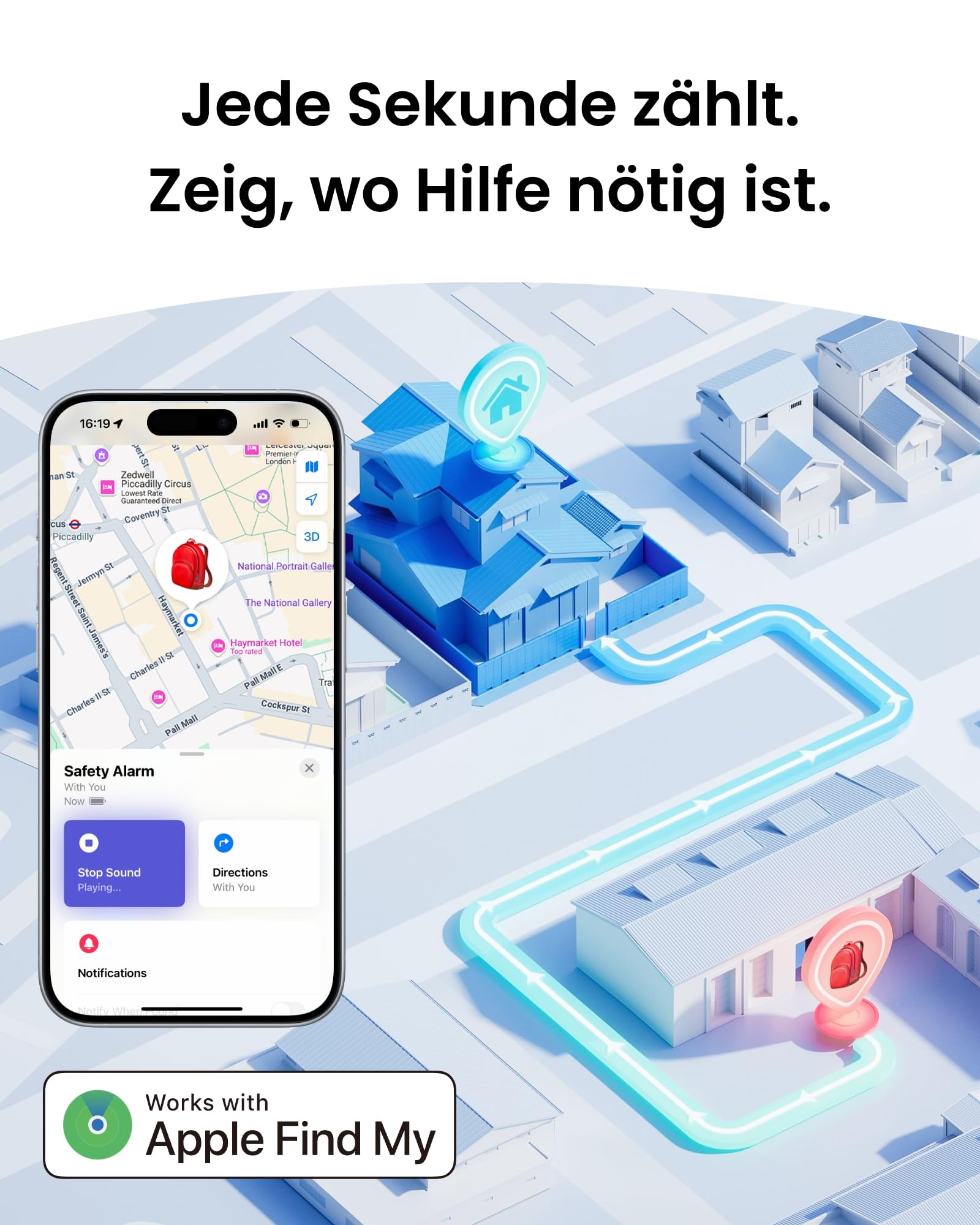 SwitchBot Persönlicher Taschenalarm für Frauen mit 130dB Sirene und Blitzlicht, IP65 Selbstverteidigungs Schlüsselanhänger mit Ortung, Perfekt für Frauen, Kinder und ältere Menschen, Schwarz