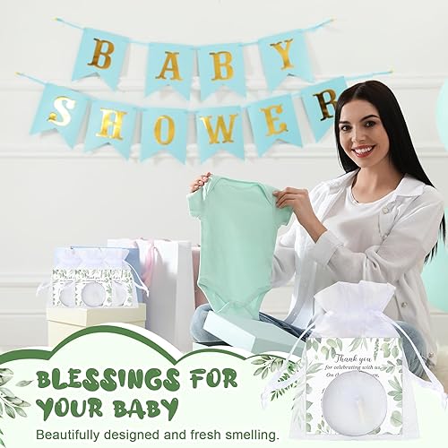 Miniatura 6 de MTLEE 50 juegos de velas de baby shower para invitados, incluyendo 50 velas de té y 50 etiquetas de agradecimiento y 50 bolsas de regalo de