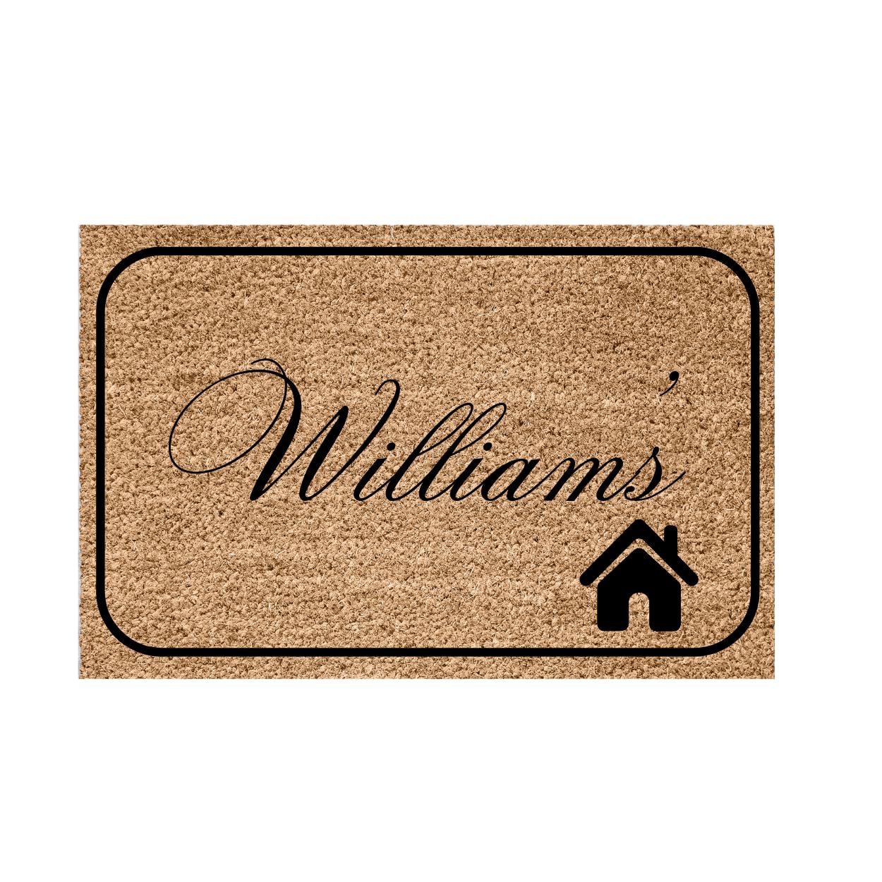 Trendi Personalised Coir Door Mat | Non-Slip Heavy-Duty | Customised Size | Dirt-Trapping | Rustic Outdoor & Indoor | Your Text (House Logo)