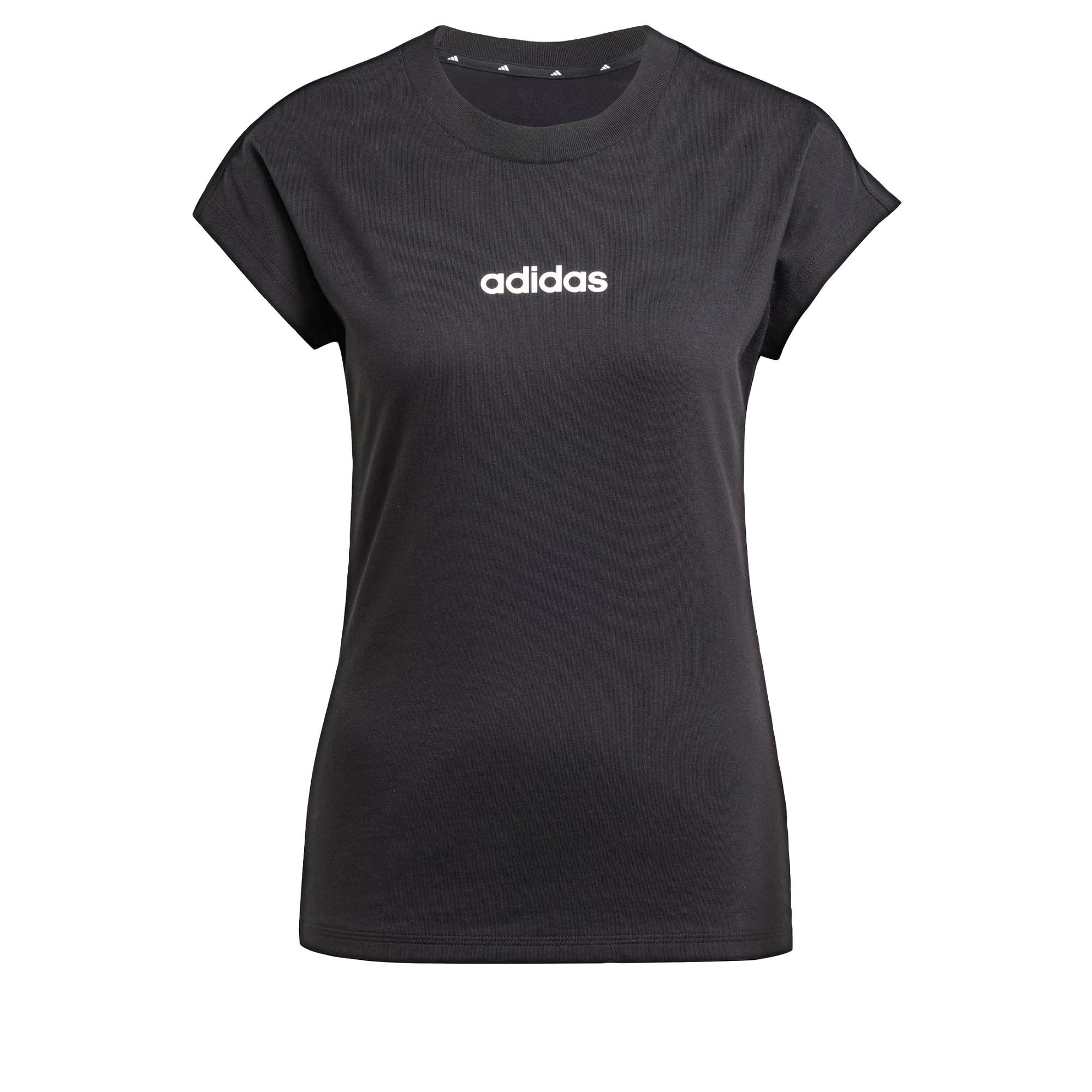 Adidas Femme Essentials Linear Cotton T-Shirt, Black/White, L