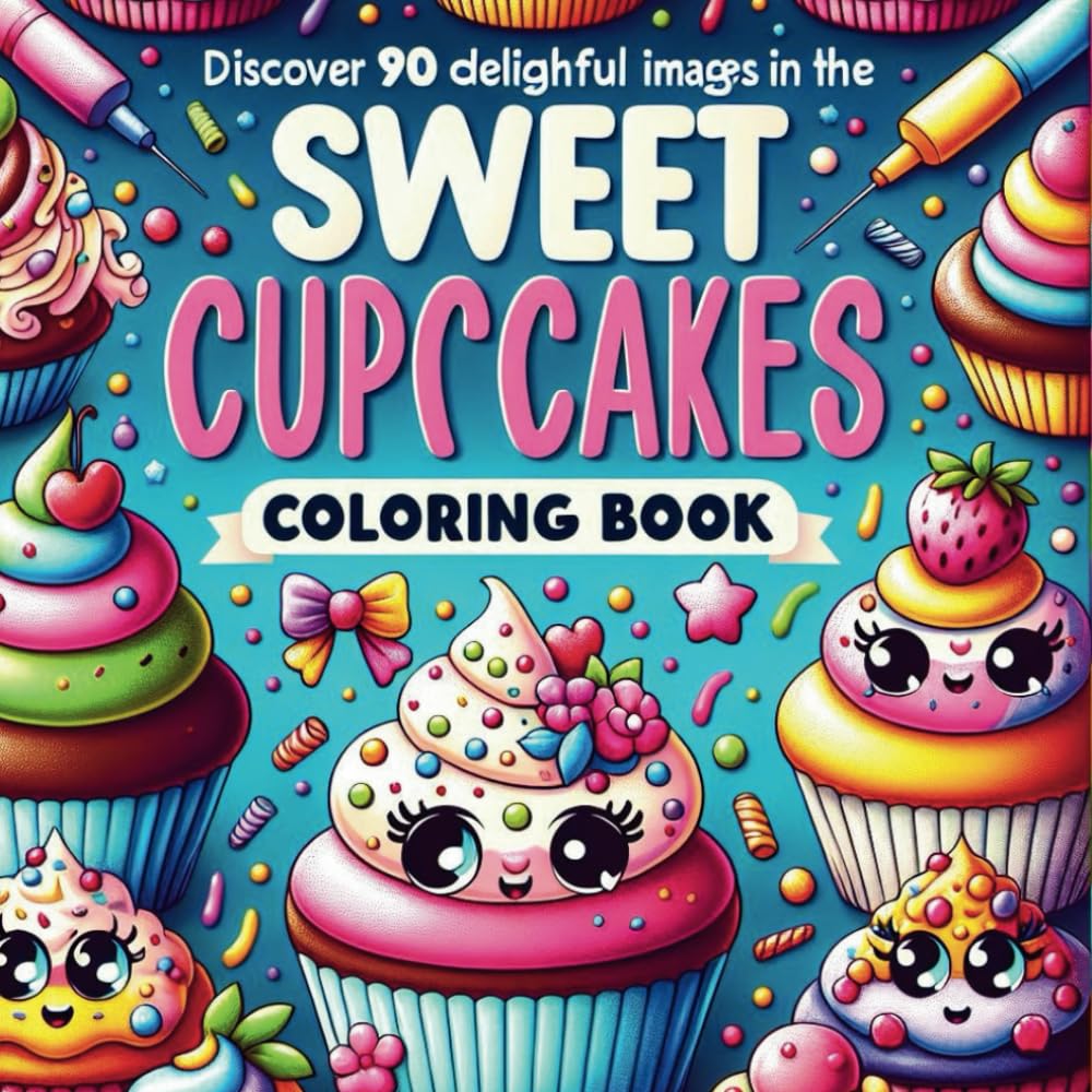 Discover 90 delightful images in the Sweet Cupcakes Coloring Book: A Sweet and Whimsical Coloring Experience for All Ages/Perfectly Baked Creativity: ... 90 Cupcake Designs to Color and Enjoy
