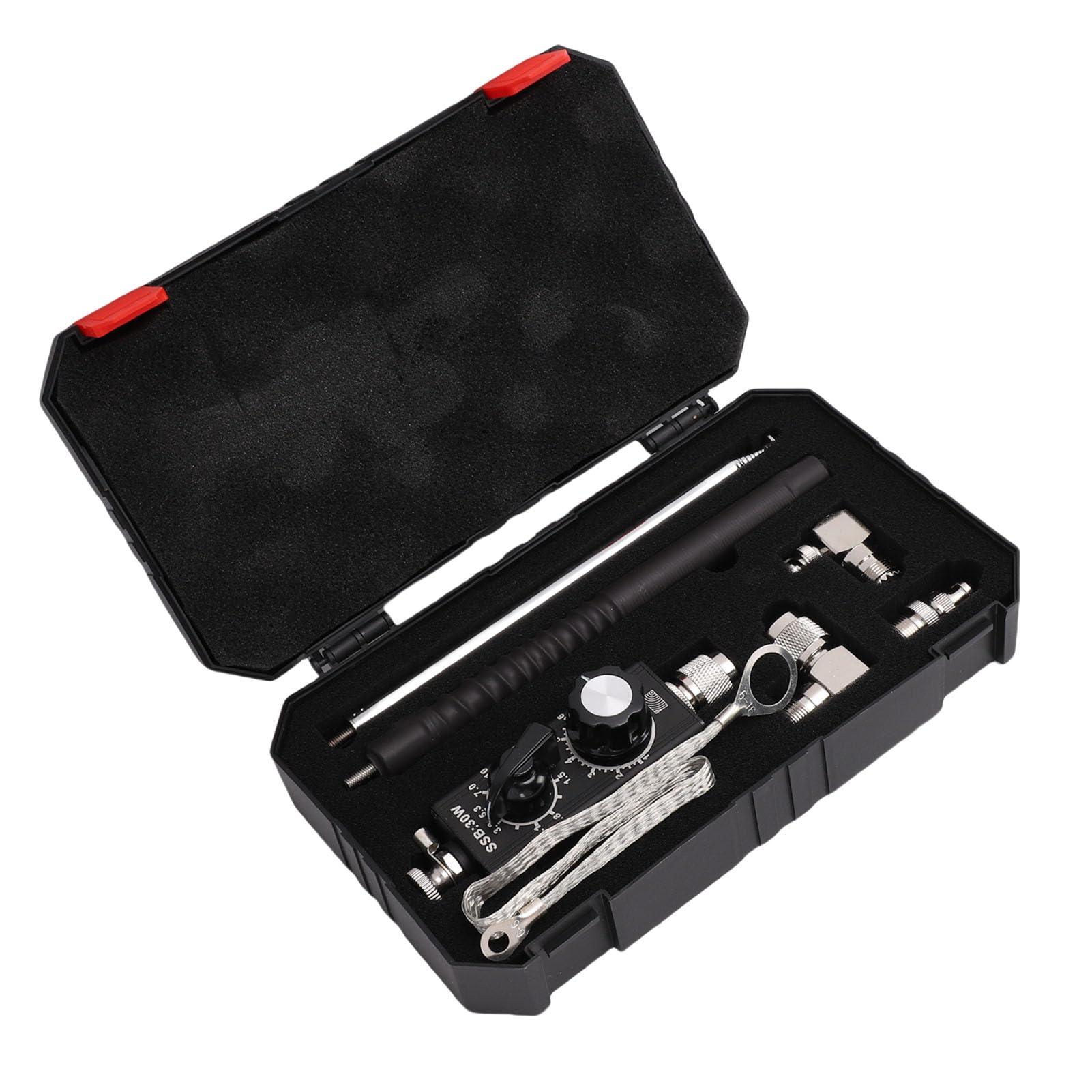 Fafeicy Antena Krótkofalowa QRP Mini Przenośna 30 W 1,8 MHz–30 MHz VHF UHF Regulowana, Dostrojona Stal Stopowa Aluminium do Odbioru Wielopasmowego Komunikacja W Pomieszczeniach na
