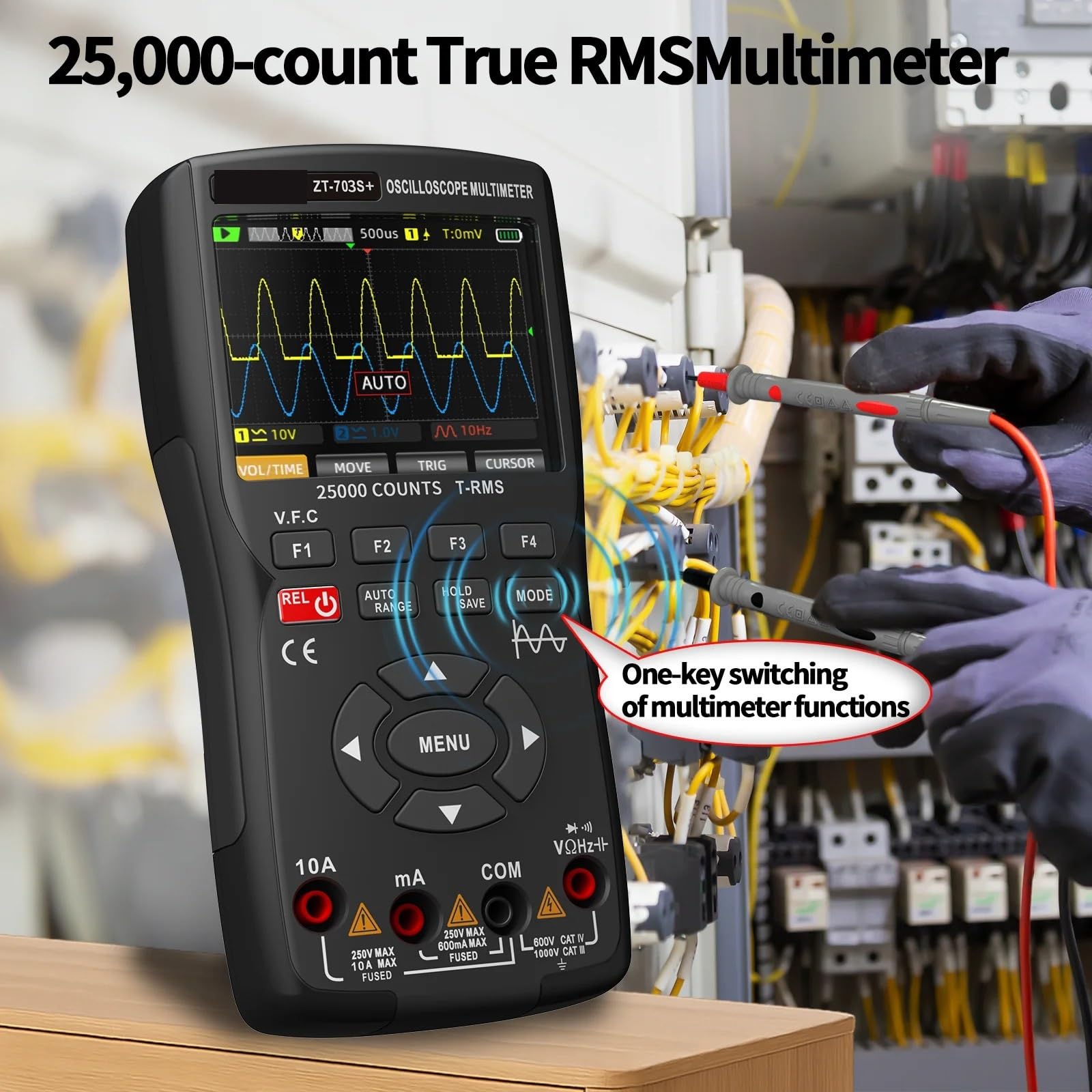 Analizador de Redes Electricas, Samochodowy multimetr oscyloskopowy ZT-706S 3 w 1 cyfrowy True RMS z generatorem sygnału do naprawy pojazdu