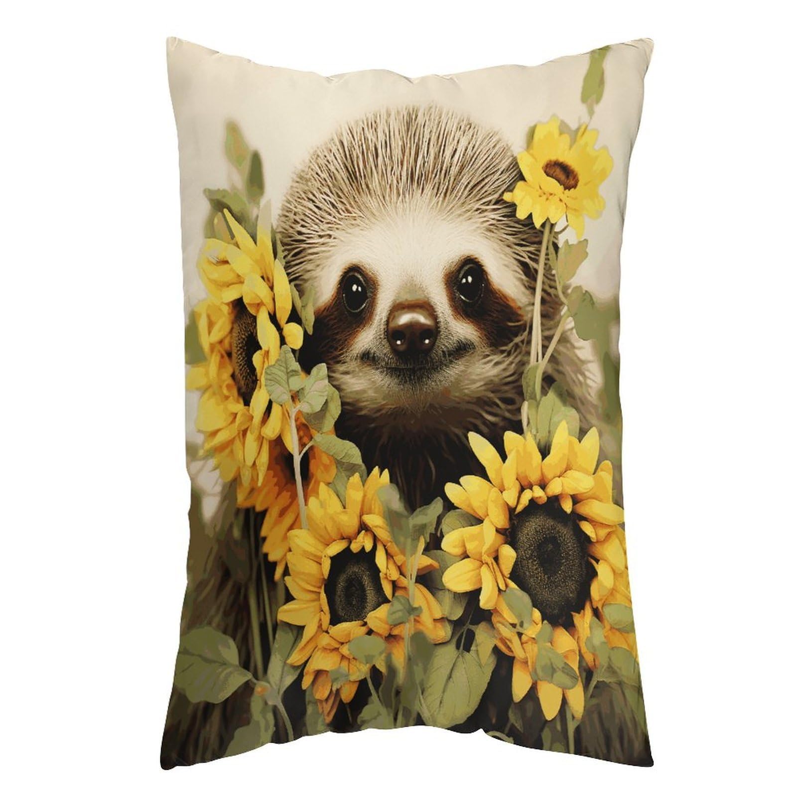 LDGSUPH Sloth Sunflower Pillow Cases Soft Pillowcase with Invisible Zipper Wrinkle Resistant Pillow Covers Breathable Removable Pillow Protector for Bed Sofa Car 16 "x24