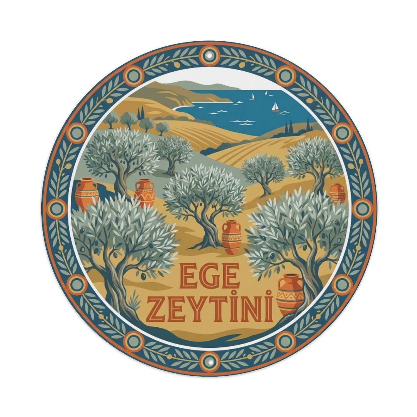 Turkey Aegean Olive Groves Whitewashed Village Metal Tin Sign