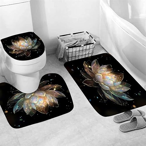 Miniatura 9 de AZHM Juego de 4 cortinas de ducha de árbol de Navidad con alfombras, muñeco de nieve, juego de decoración de baño con cortina de ducha y 12 ganchos,