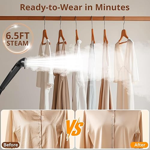 Miniatura 4 de LAKALA Vaporizador de ropa para ropa, calentamiento instantáneo de 30 segundos, tanques de agua de 2.5 L, con clips para pantalones y colgador