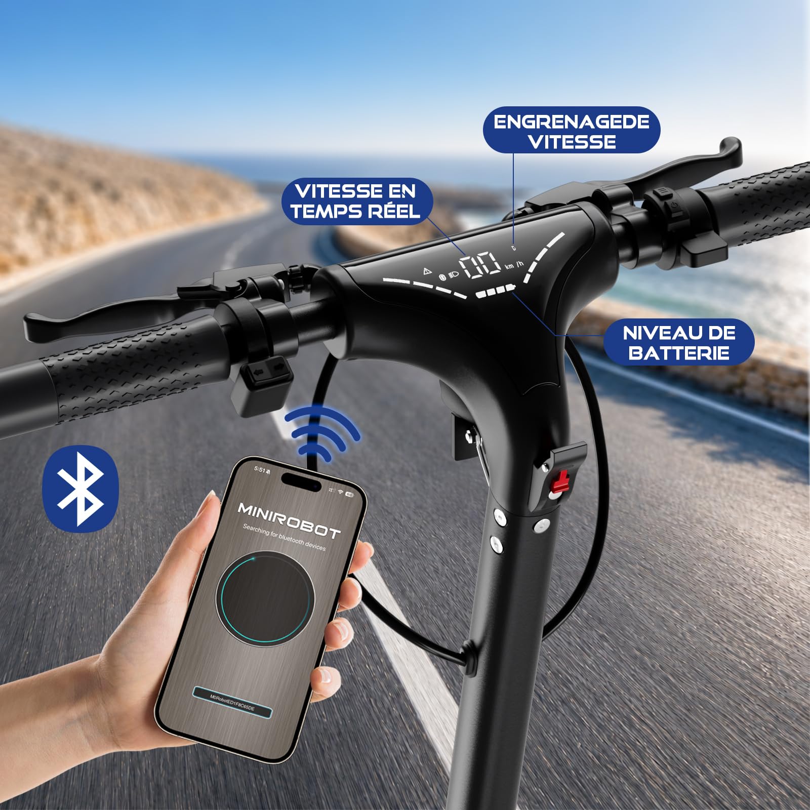 X3 Trottinette Électrique Adulte 48V 15Ah – Autonomie 50KM, Pneus 10" Tout-Terrain, Double Suspension, App Mobile, Freins à Disque, Cadre Magnésium Pliable