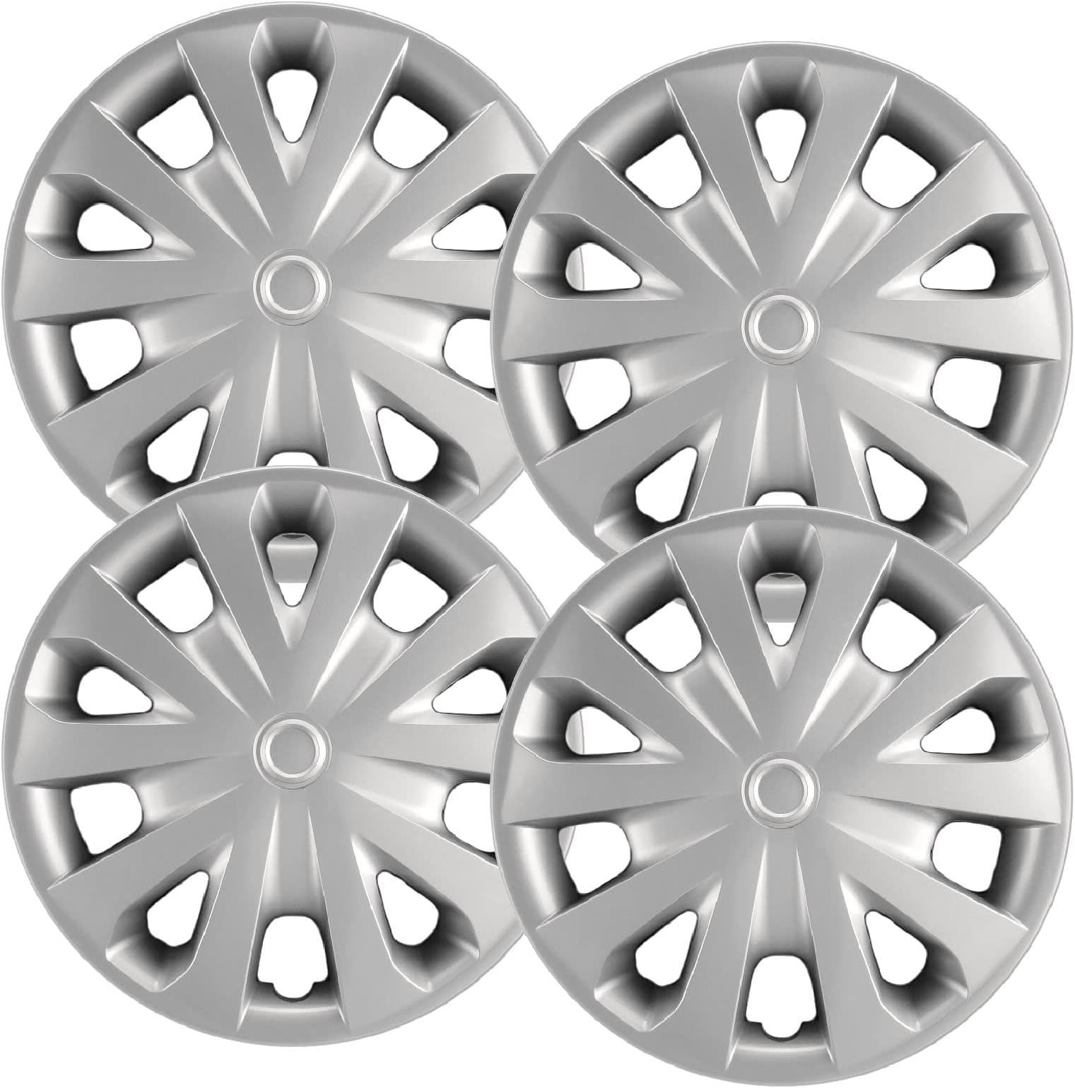 Premium Quality 15" Silver Hubcaps/Wheel Covers fits 2012-2019 Nissan Versa, Heavy Duty Construction (Set of 4) 53087AMS-4