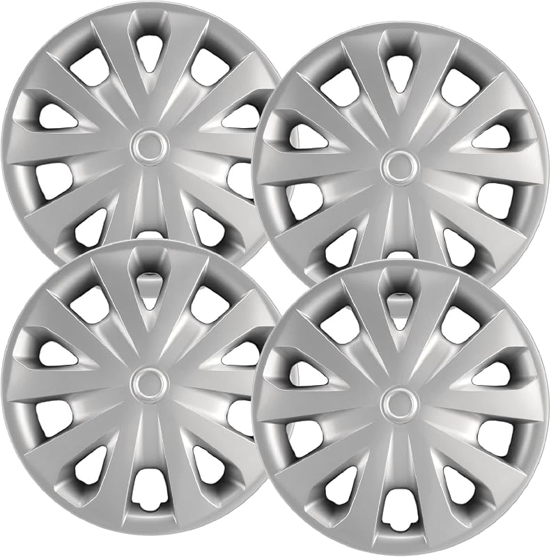 Premium Quality 15" Silver Hubcaps/Wheel Covers fits 2012-2019 Nissan Versa, Heavy Duty Construction (Set of 4) 53087AMS-4