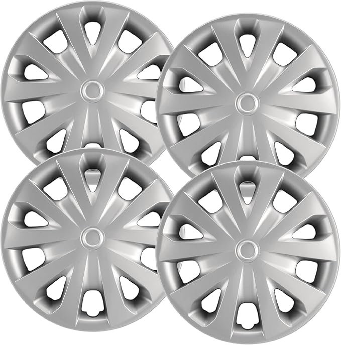 Premium Quality 15" Silver Hubcaps/Wheel