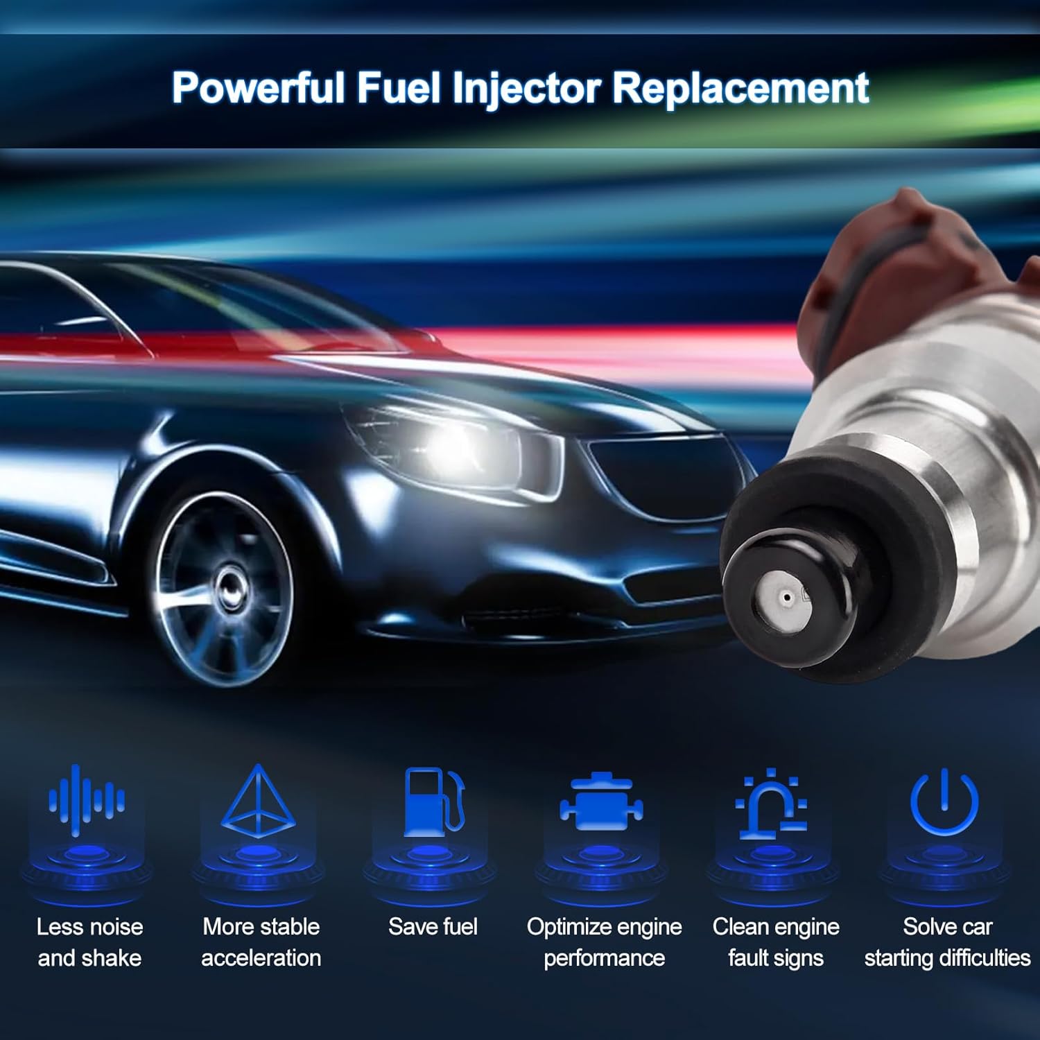 Fuel Injectors Pack of 6 1 Holes Compatible with Toyota 4Runner 1989-1995 Pickup 1989-1995 T100 1993-1994 3.0L V6