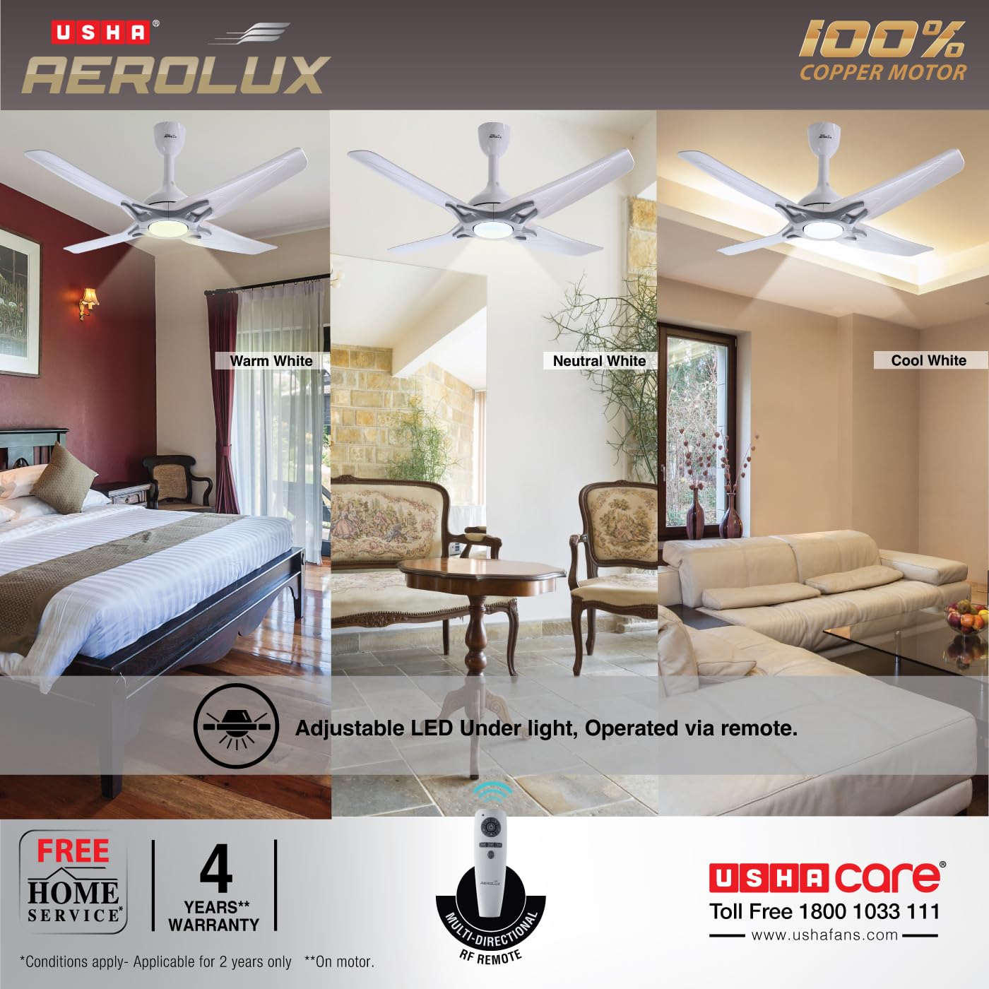Usha CF 1320MM EX5 Champagne Rose W/O REG