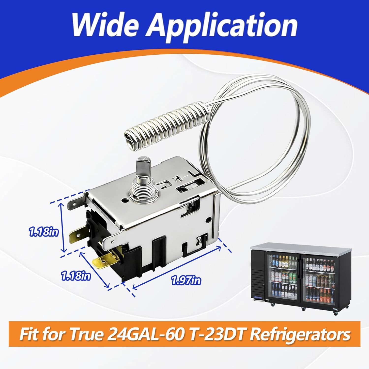 800345 077B1264 Refrigerator Thermostat Temperature Control Kit Fit for True 24GAL-60 T-23DT Refrigerators