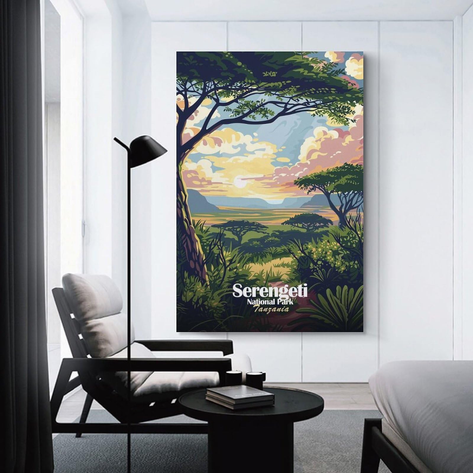 Junmoney Unframe-Style Serengeti National Park Tanzania Art Canvas Wall Decor, 20X30inch(50X75cm), For Flats, Guest Rooms Or Compact Rooms, Decorative Canvas Decor For Home Updates