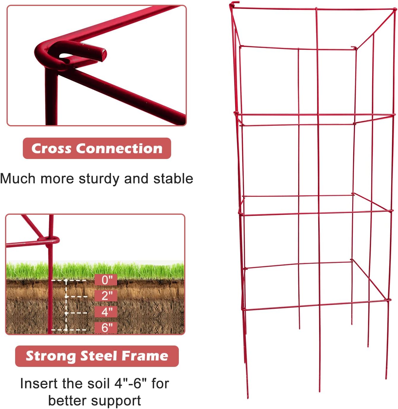 Buy Folding Tomato Cage, 4 Packs Heavy Duty Square Tomato Cages PVC
